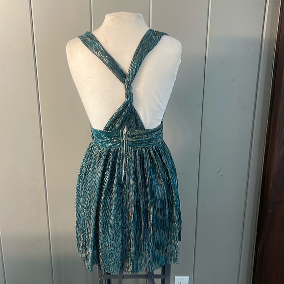 Lulus Halter Dress Green Cocktail Party Glam Glitter Mermaid Womens Metallic - Picture 3 of 8